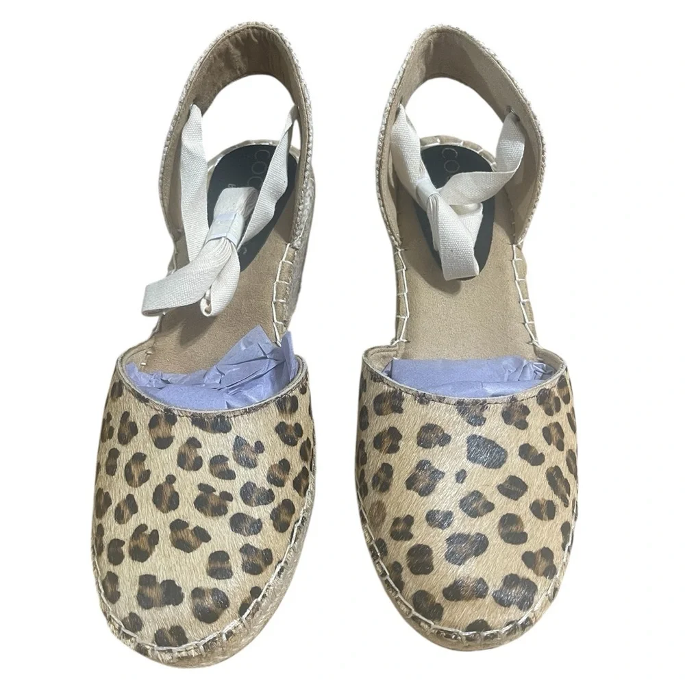 Coconuts Matisse Brown Tan Espadrille Lace Up Wedge Resort Sandals sz 9M NIB